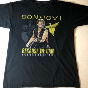 Bon Jovi Band Tee, Because We Can Black Graphic Tour T-Shirt, pre-owned, no tag